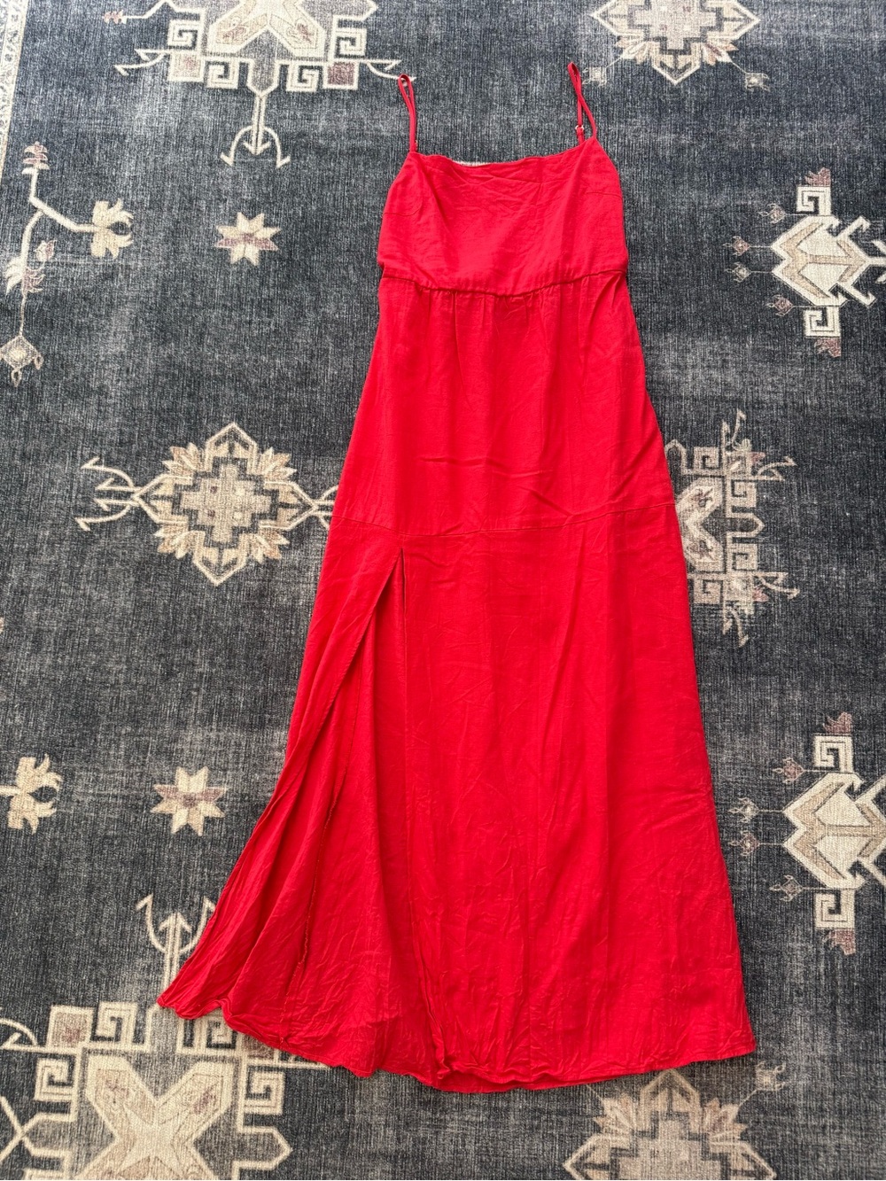 Show Me Your MuMu Red Spaghetti-Strap Maxi Dress with Side Slit